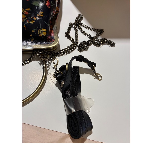 Patricia Nash Tropical Escape Kisslock Satchel Handbag Floral Print Brass Tone - Picture 5 of 10